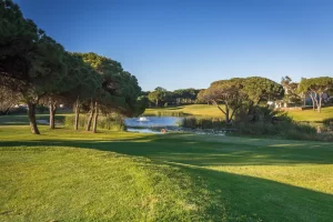 Pestana Vila Sol Golf Course tee box and lake